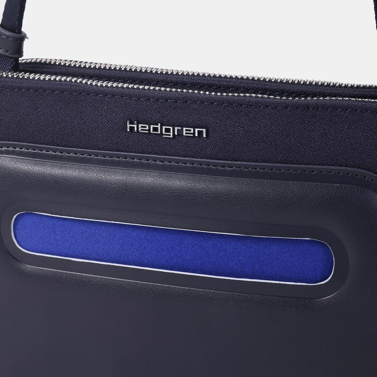 Sac bandoulière fin double compartiment sécurisé peacoat blue, HEDGREN