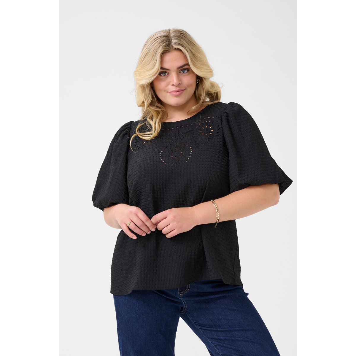 Blouse à manches courtes noir black, KAFFE CURVE