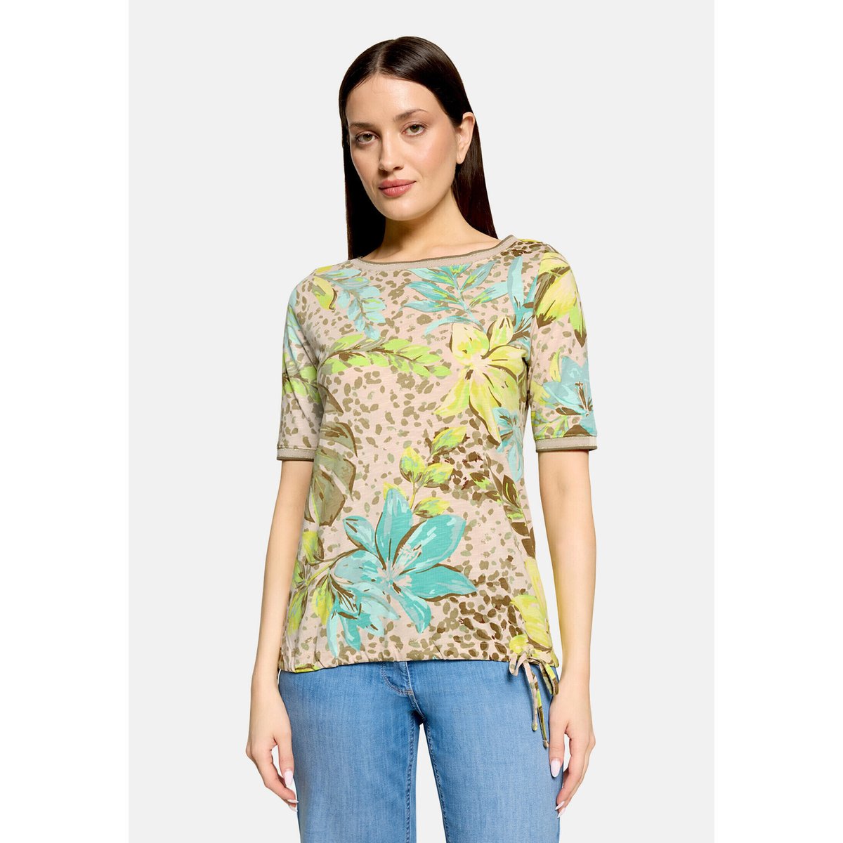 Haut casual à cordon coulissant sous tunnel beige/yellow, BETTY BARCLAY