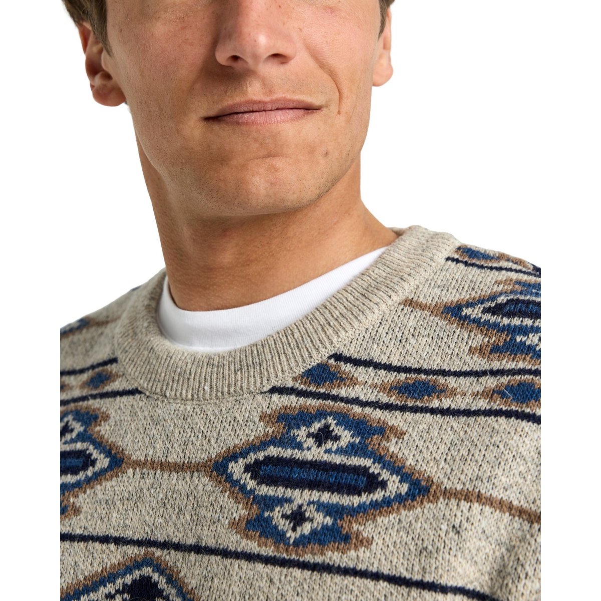 Pull à col rond en fils d'acrylique et de laine recyclés RANCHERO beige chino, BILLABONG