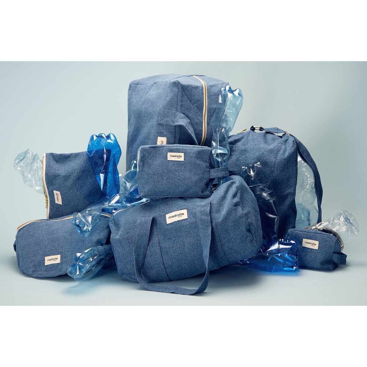 Sac banane zippé CUSTINE - THE WAIST BAG bleu jean, RIVEDROITE