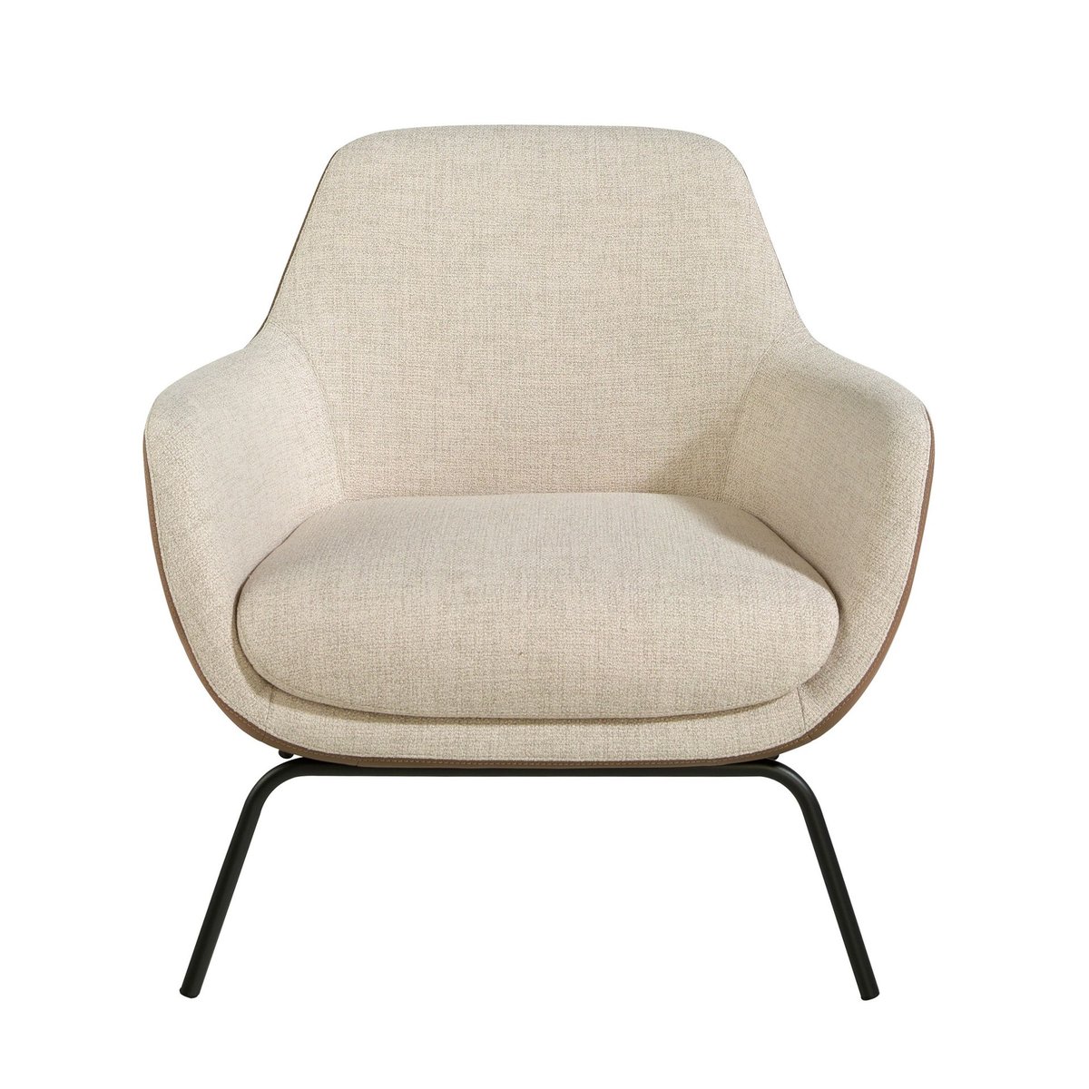 Fauteuil en tissu crème et similicuir marron crème | marron | noir, ANGEL CERDA