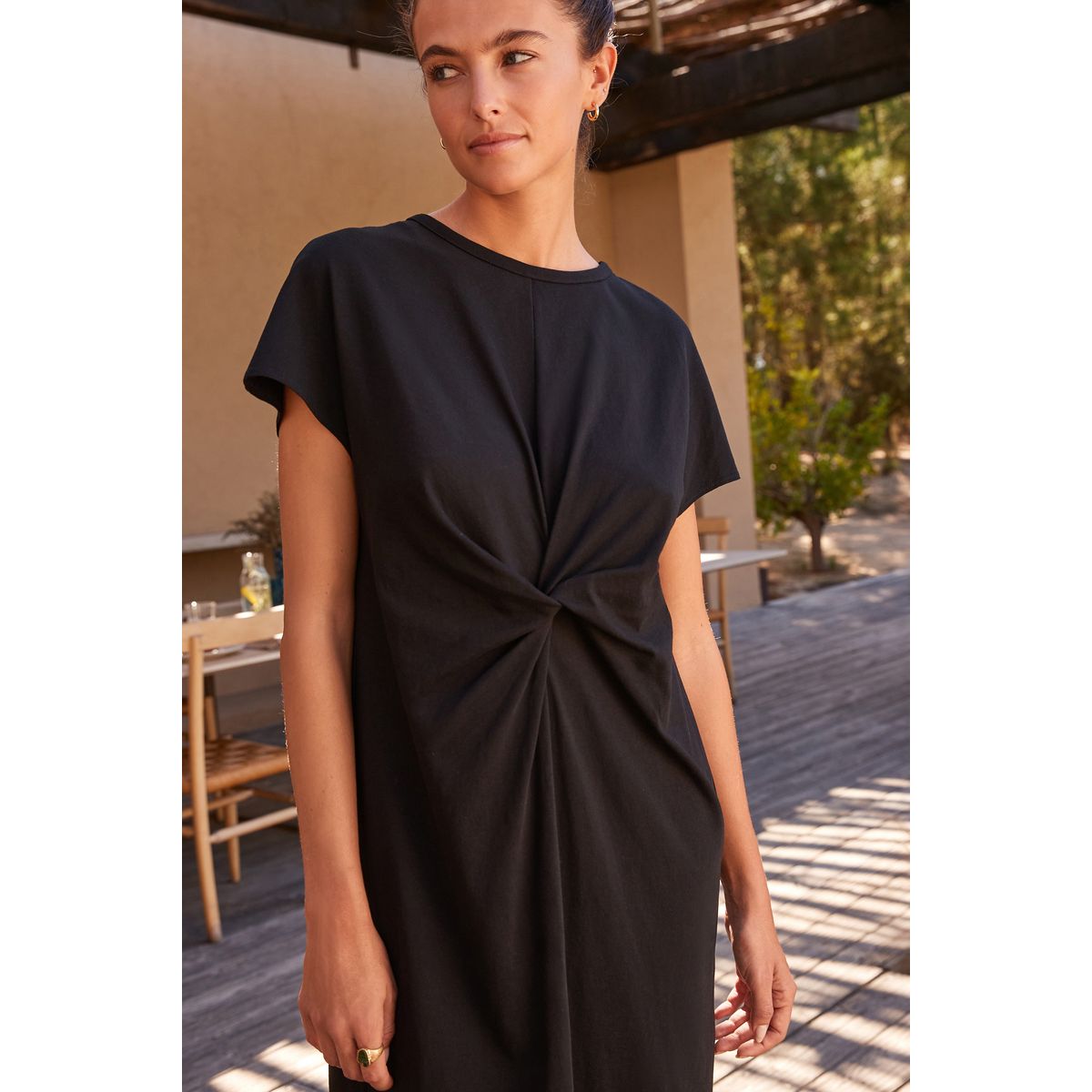 Robe d’été à torsade et manches courtes noir, NEXT