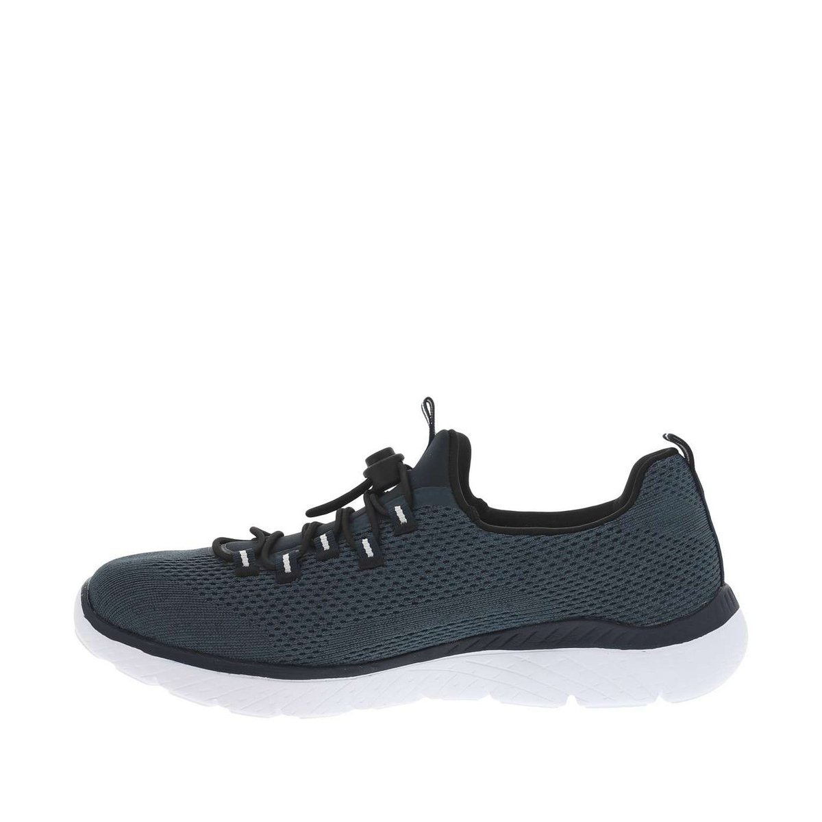 Sneakers à semelle plate et à lacets ronds élastiqués décoratifs marine, RIEKER