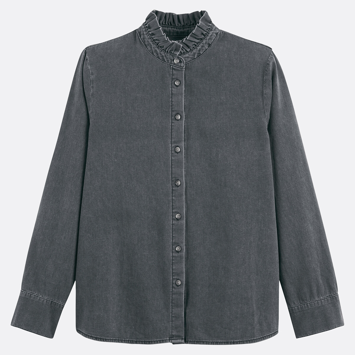 Camicia collo vittoriano, maniche lunghe nero lavato, LA REDOUTE COLLECTIONS