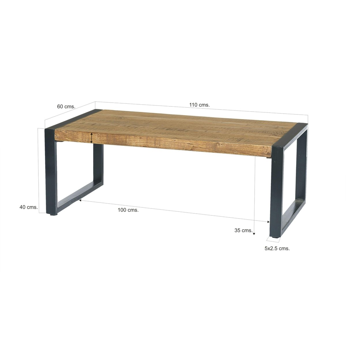 Table de salon rectangulaire bois métal KARGO bois naturel, PIER IMPORT