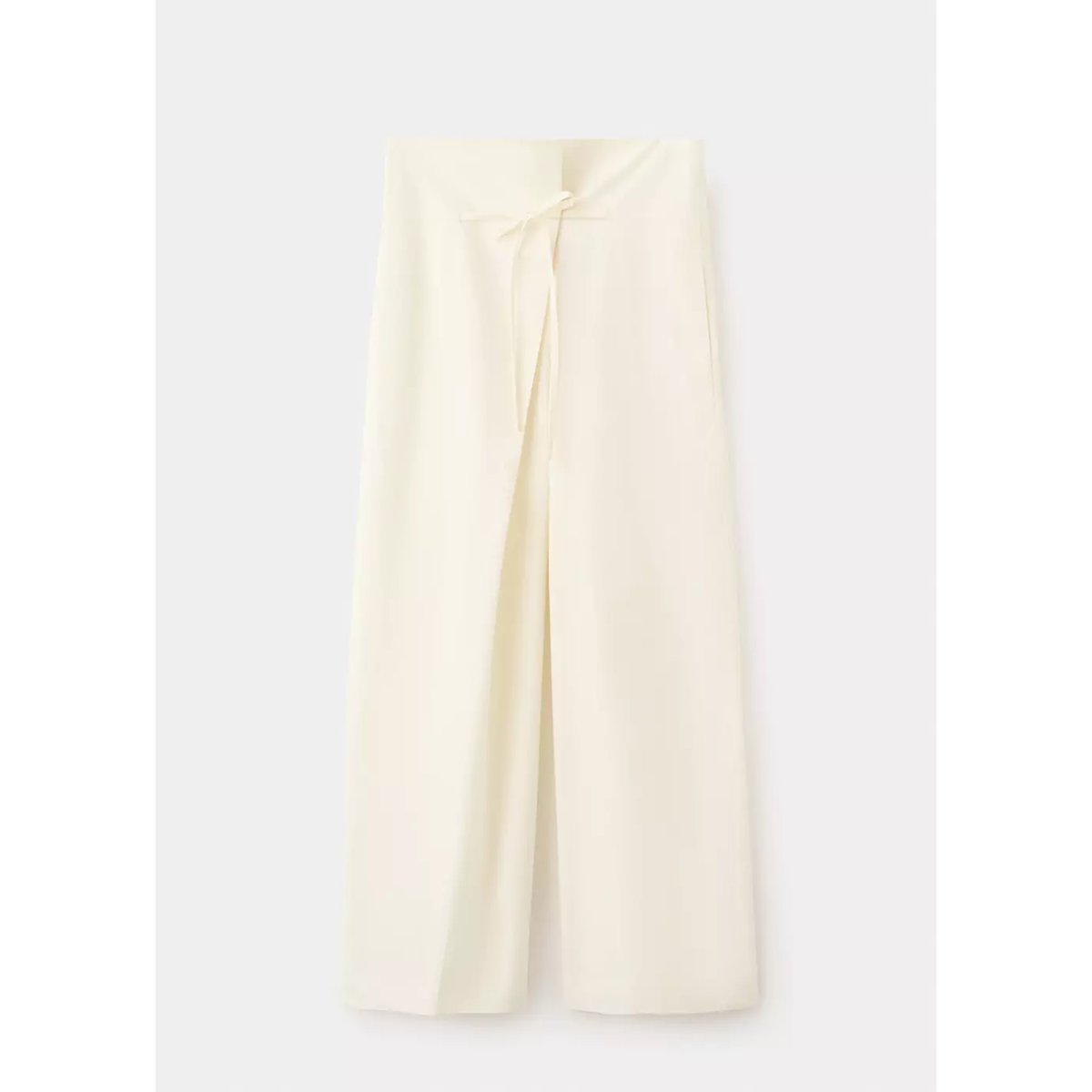 Pantalon droit taille asymétrique écru, MANGO