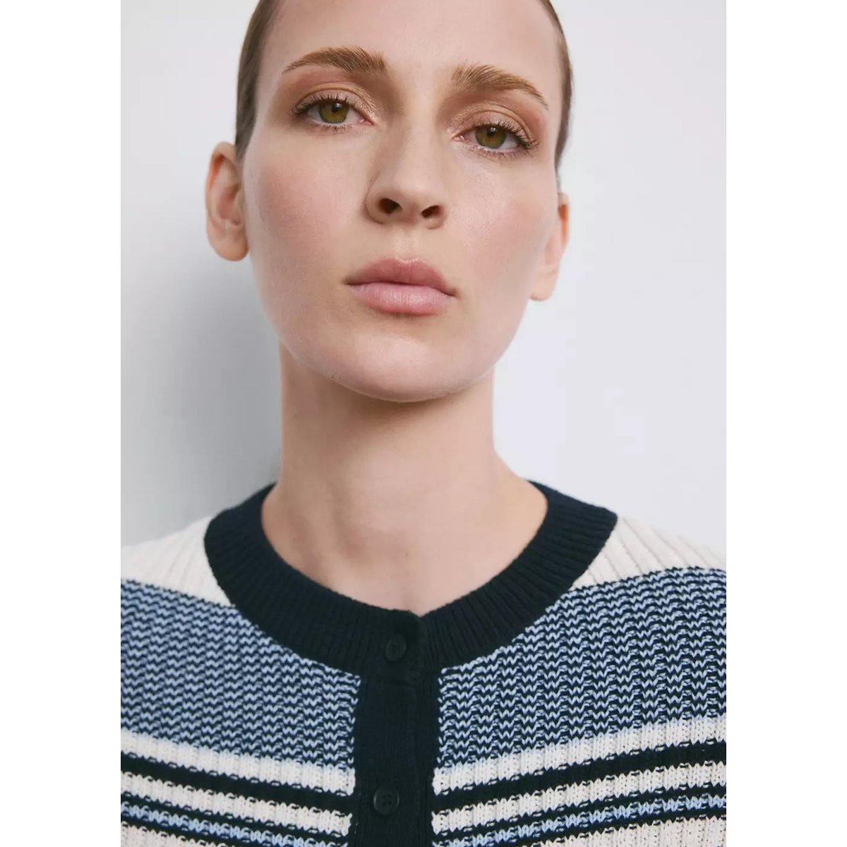 Cardigan maille rayures bleu, MANGO