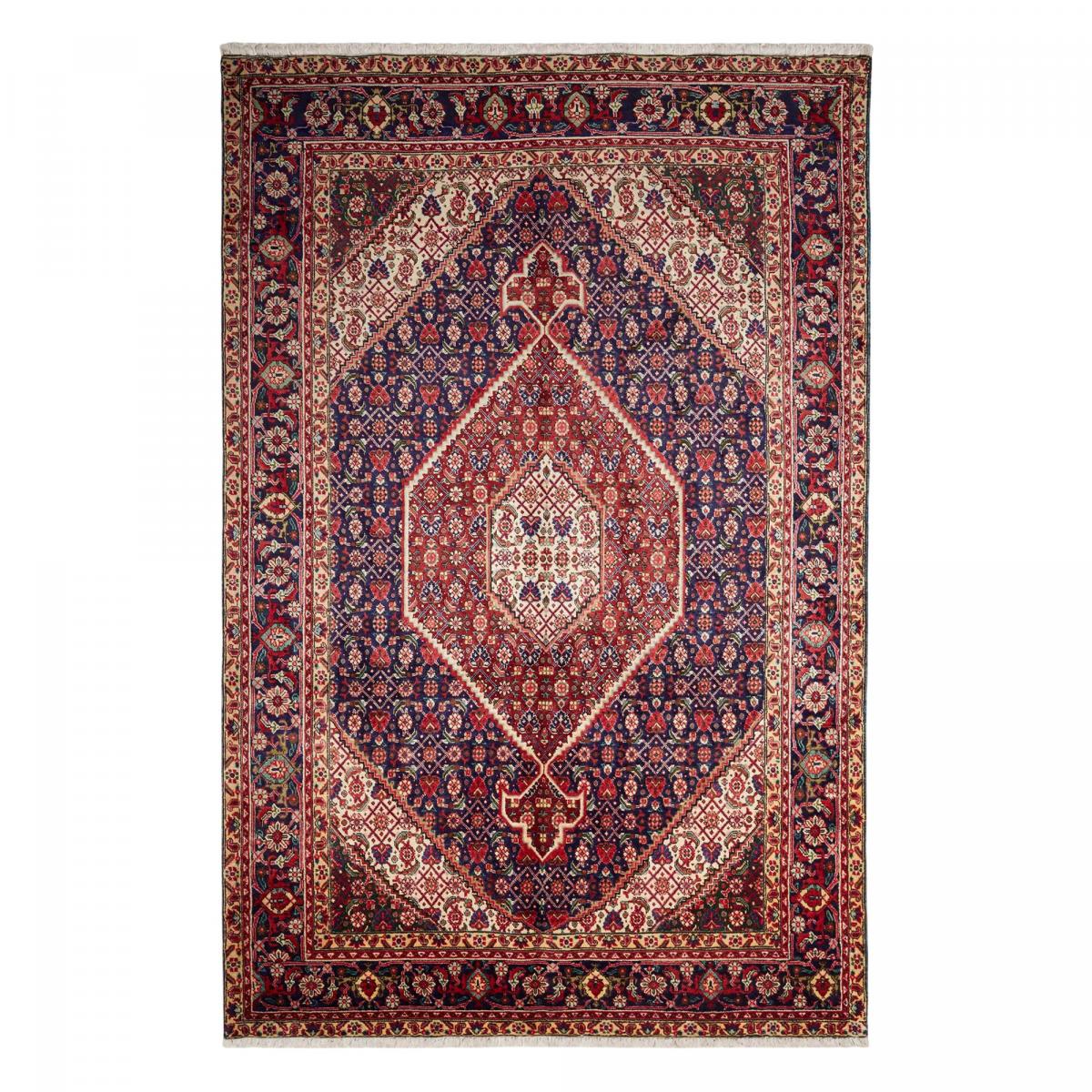 Tapis d'orient, motif oriental raffiné, noué main, TABRIZ D rouge, bleu, crème, UN AMOUR DE TAPIS