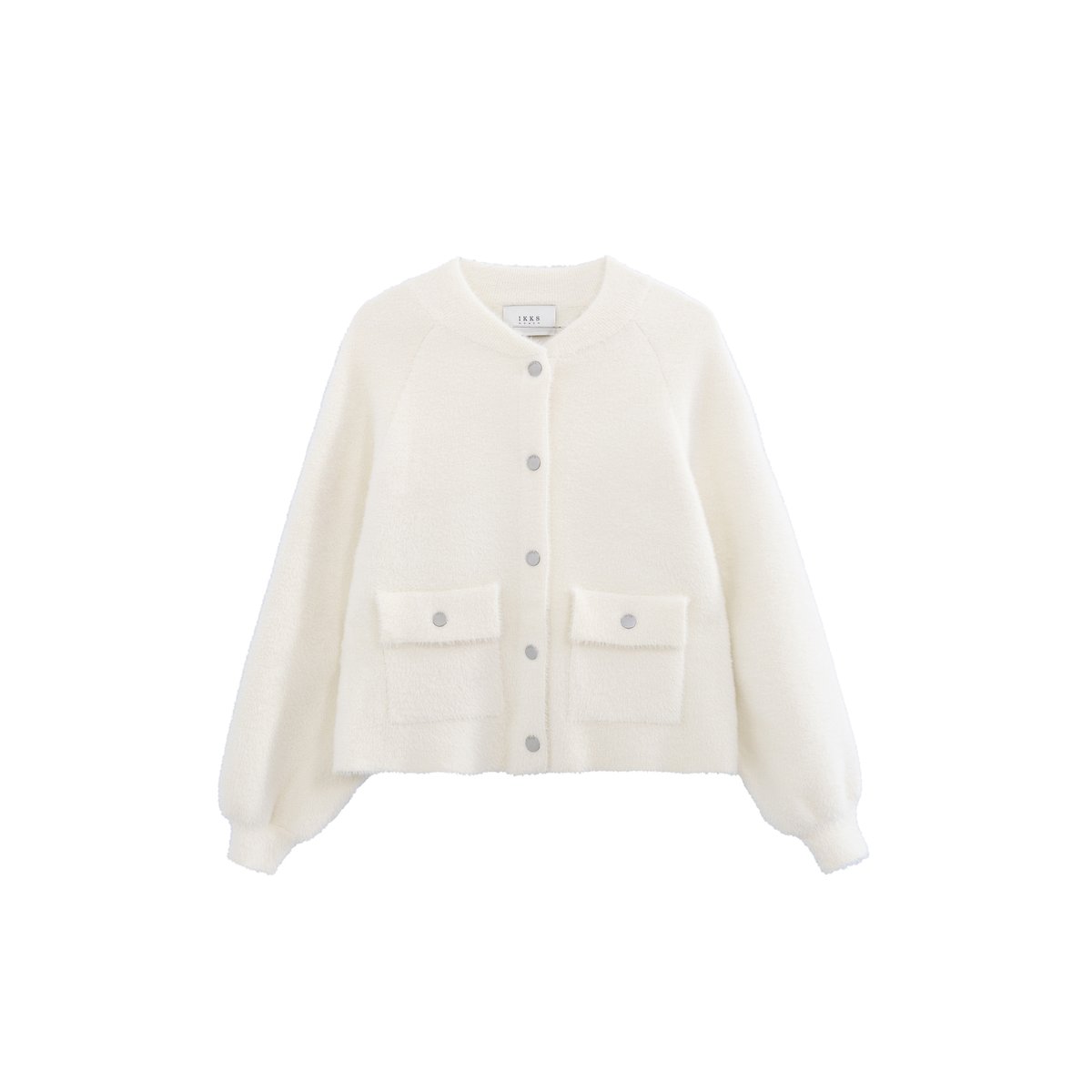 Cardigan tricot duveteux blanc cassé, IKKS