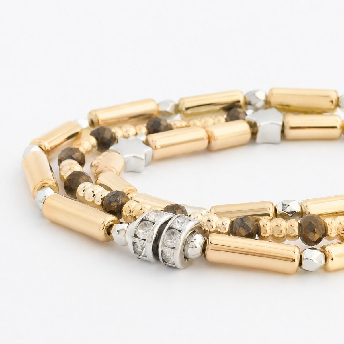 Set de 3 bracelets perles fantaisie dorées doré, BALABOOSTE