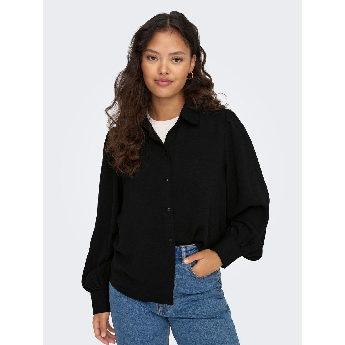 Chemiser fluide boutonné noire - black, JDY