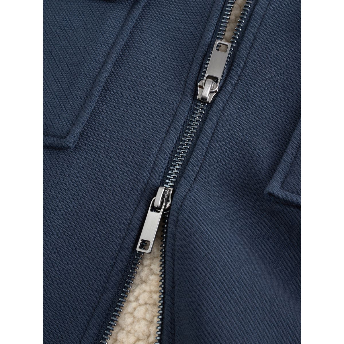 Veste-chemise doublée de peau lainée bleu marine, NEXT