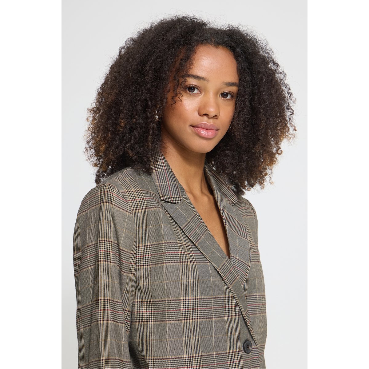 Blazer noir beige black/toasted check, ICHI