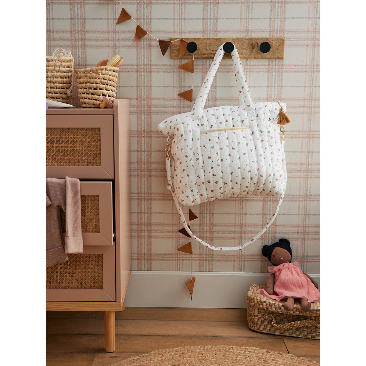 Sac à langer Plume blanc imprimé, VERTBAUDET