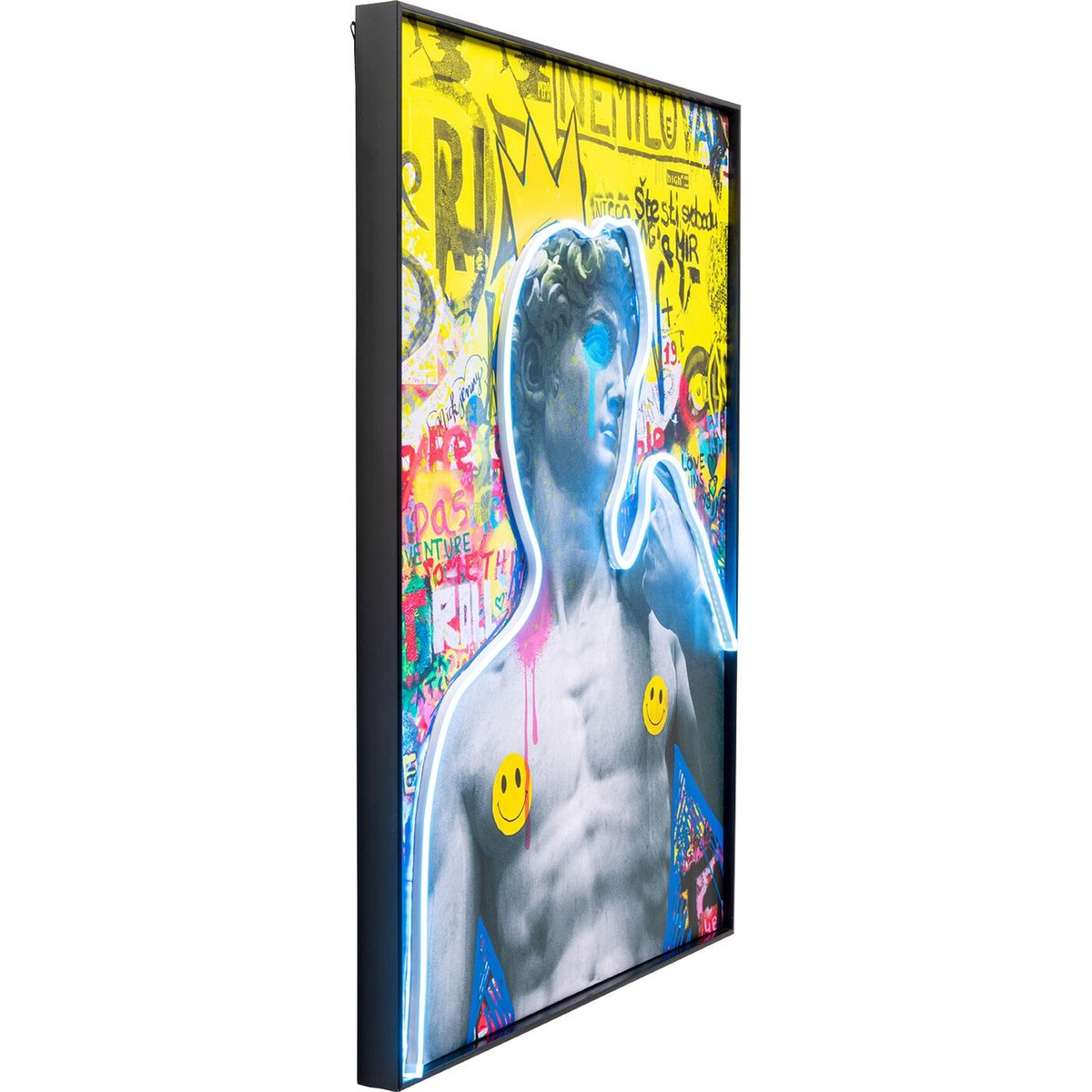 Tableau LED statue antique et graffiti multicolore, KARE DESIGN