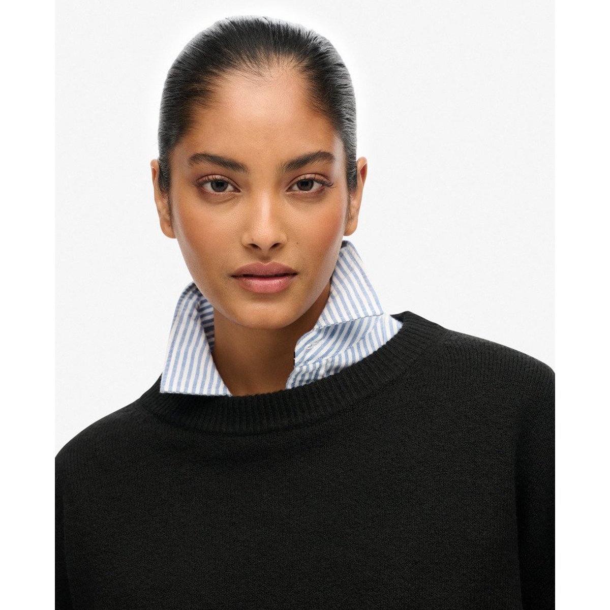 Pull col rond ample noir, SUPERDRY