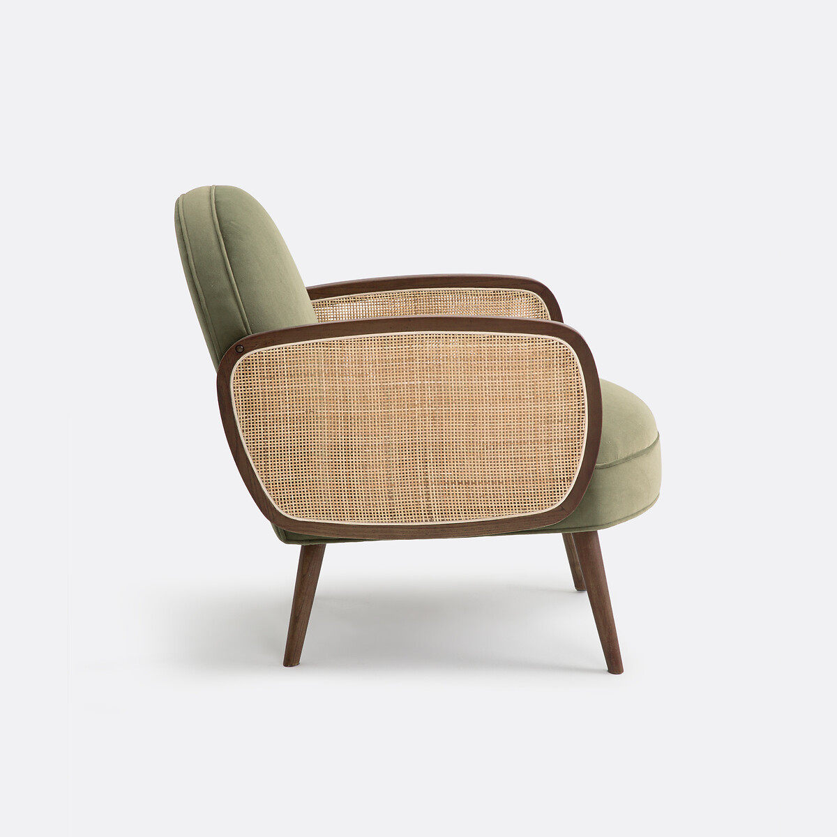 Fauteuil velours et cannage, Buisseau vert, LA REDOUTE INTERIEURS