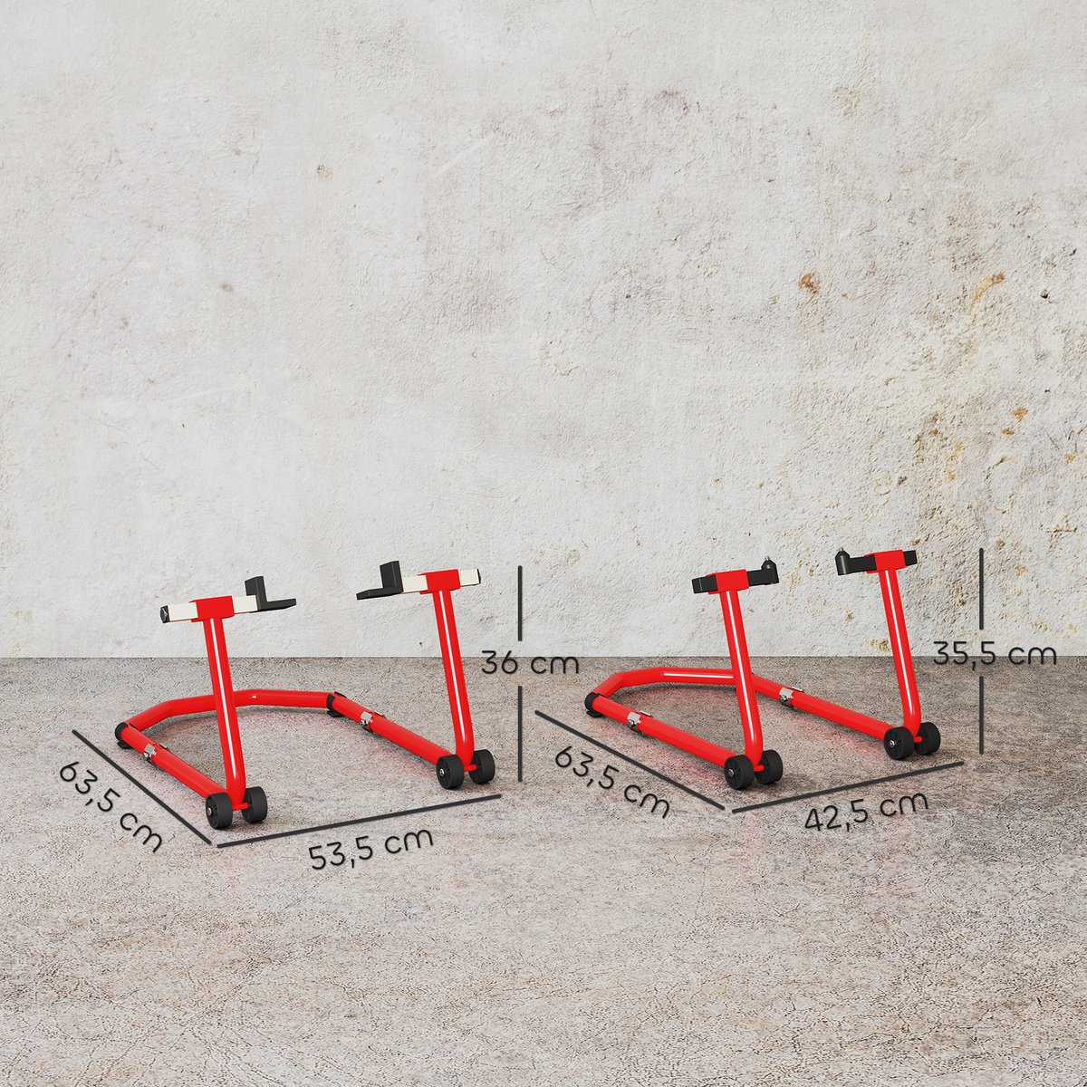Support pour moto Acier Rouge rouge, HOMCOM