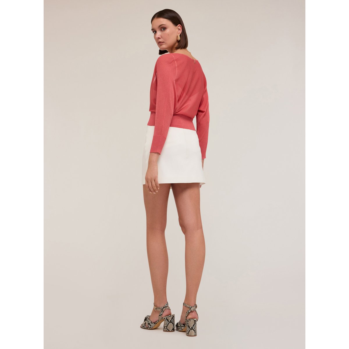 Cardigan en maille fine fil textile rose, MOTIVI