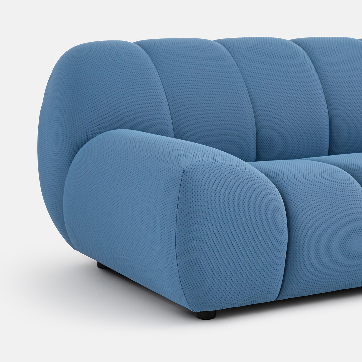 Canapé d'angle droit, 4 places, en tissu matelassé, NURIA bleu, LA REDOUTE INTERIEURS