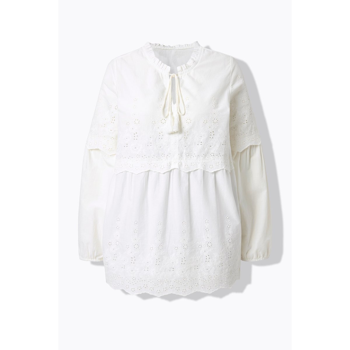 Blouse brodée blanc cassé, ULLA POPKEN