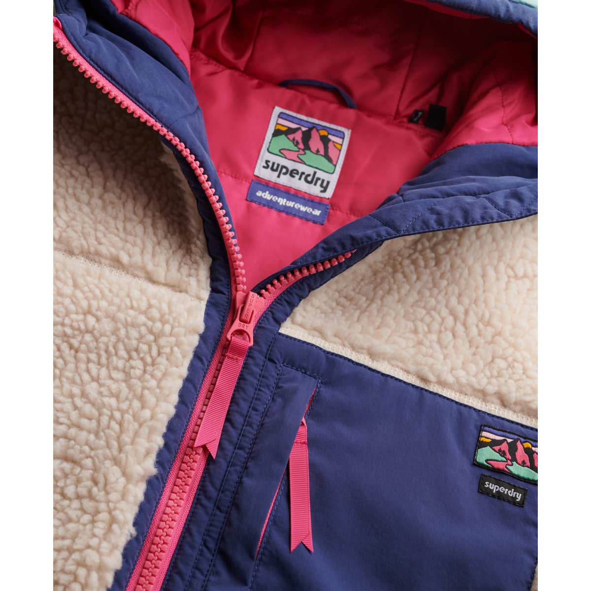 Veste Polaire à Capuche Vintage écru vintage, SUPERDRY