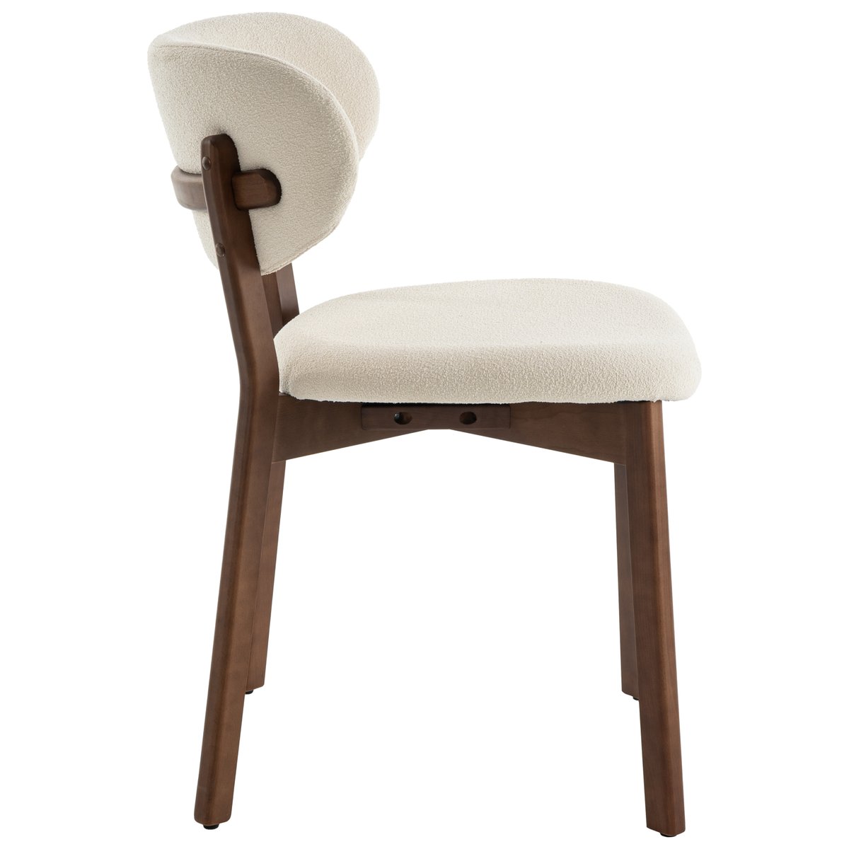 Lot de 2 chaises en bois et tissu boucle, AURA beige, bois foncé, HAPPY GARDEN