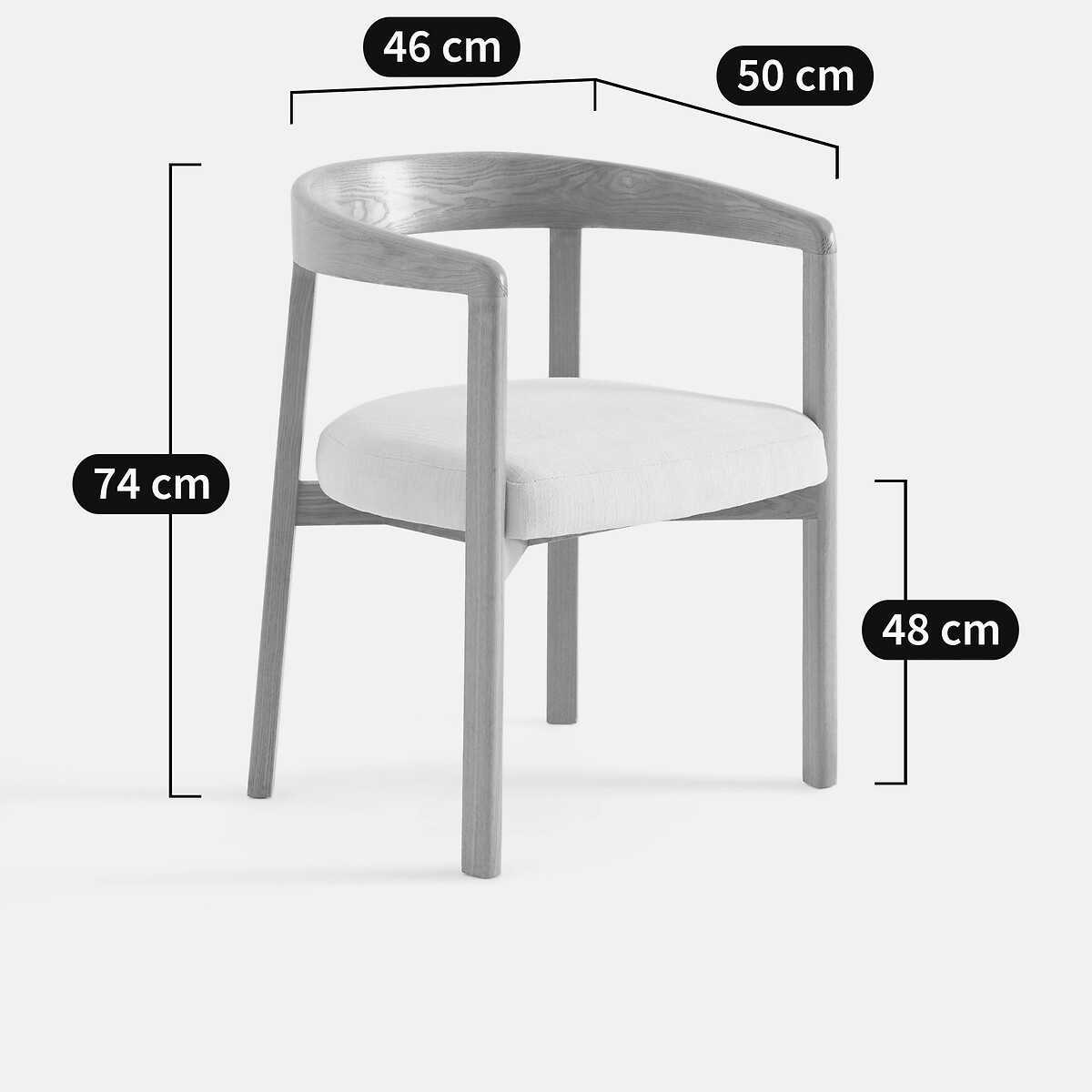 Fauteuil de table à accoudoirs, HERMAN ecru, LA REDOUTE INTERIEURS