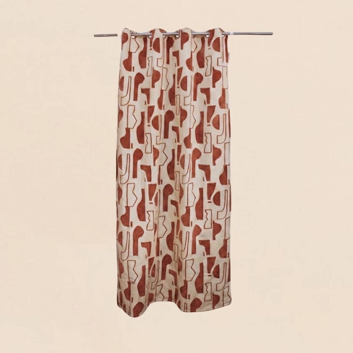 Rideau tissé jacquard motifs ethniques 140x240cm beige, ORNAMI