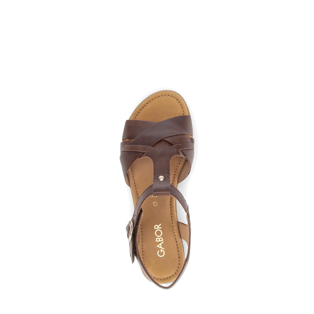 Sandales en cuir à talon décroché marron, GABOR
