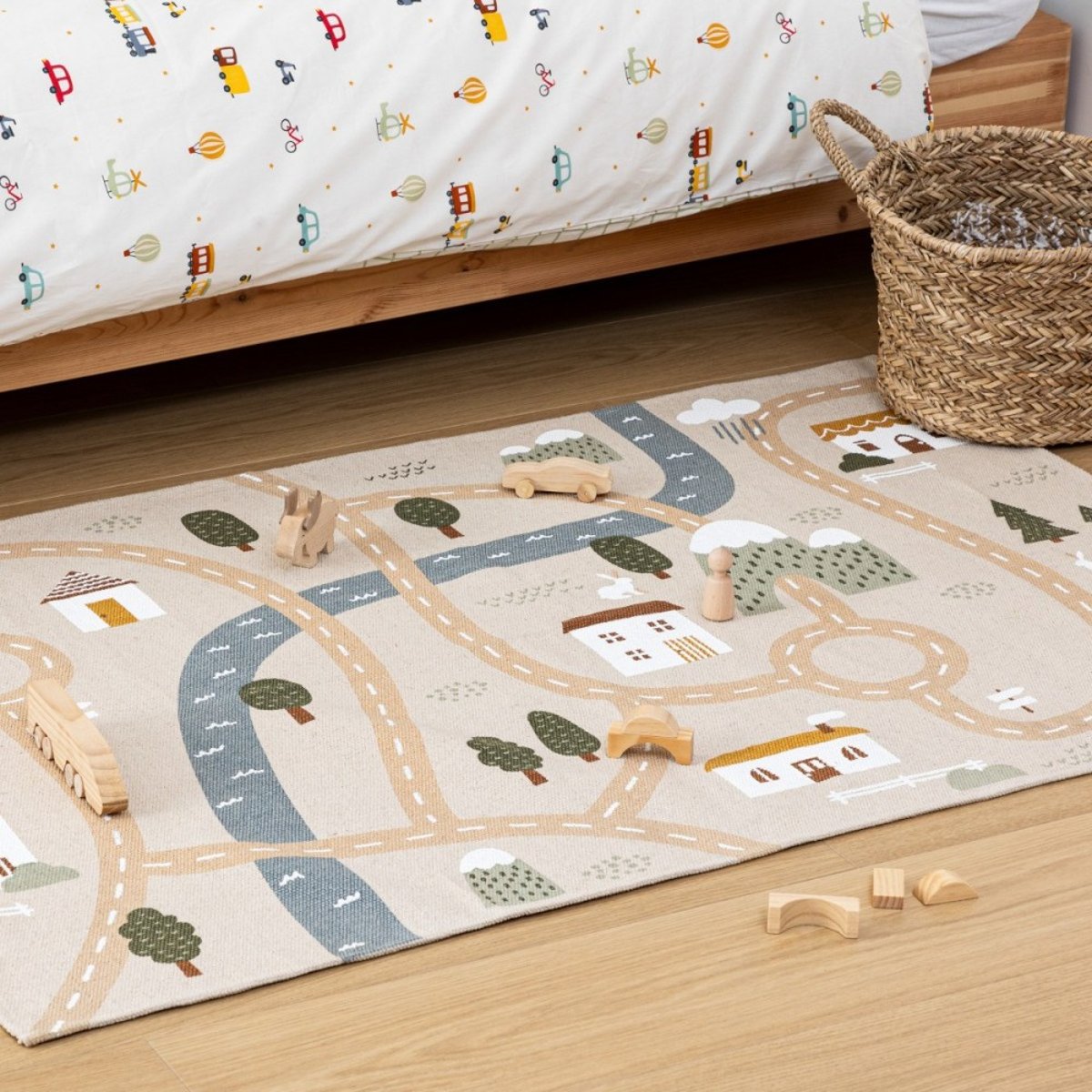 Tapis pour enfant ROUTE 100x150 coton beige, ATMOSPHERA