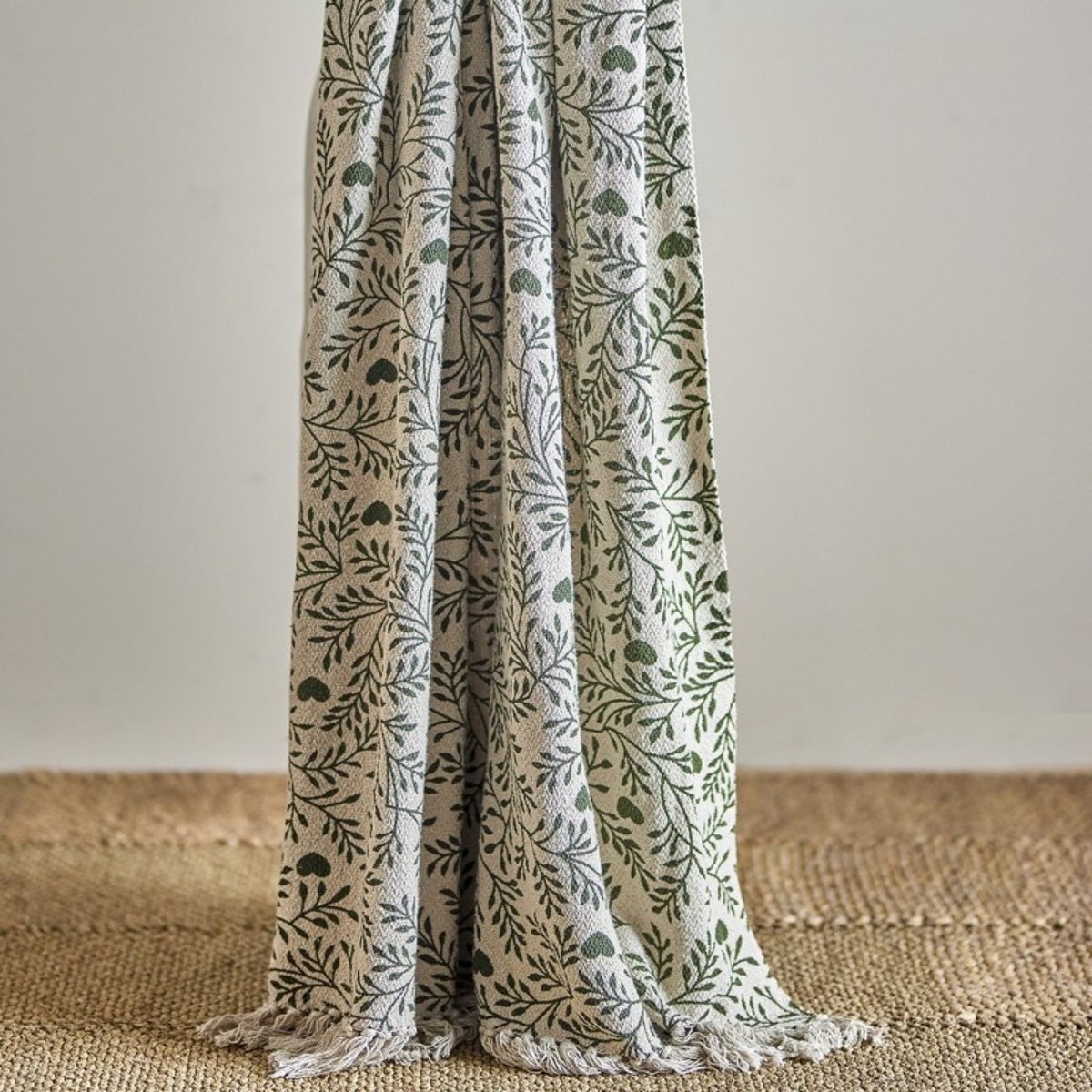 Plaid coton recyclé imprimé  Maribelle vert, BLOOMINGVILLE