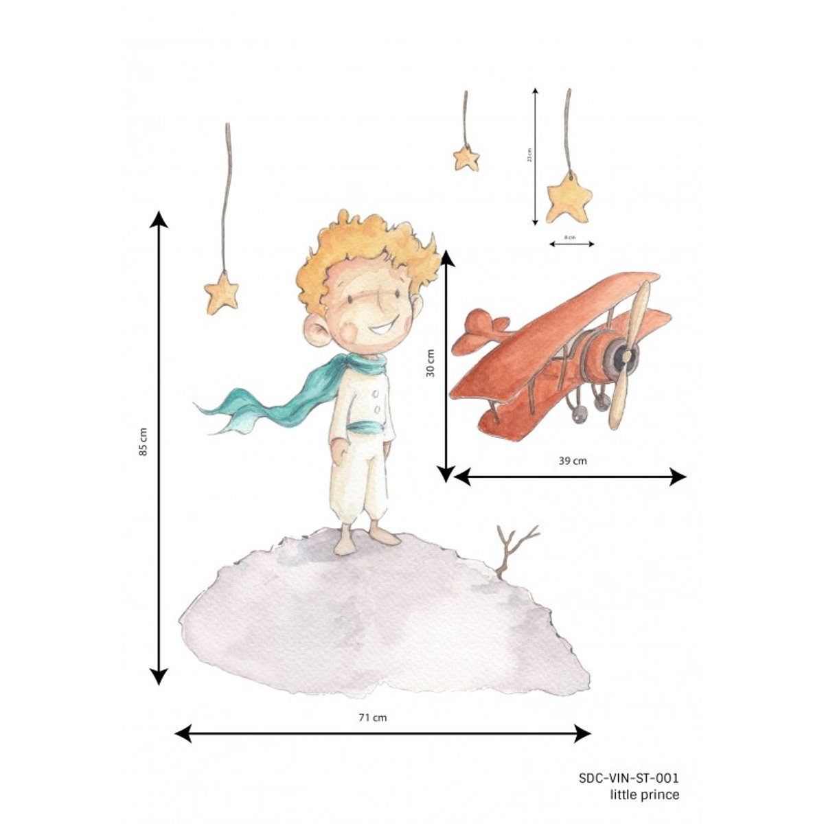 Sticker mural enfant petit prince multicolore, SUENOS DE CIGUENA