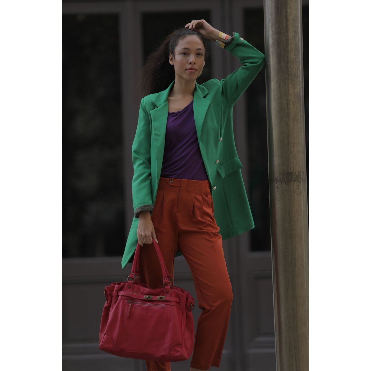 Sac à main haut de gamme cuir italien MISS JEANNE fushia, OH MY BAG