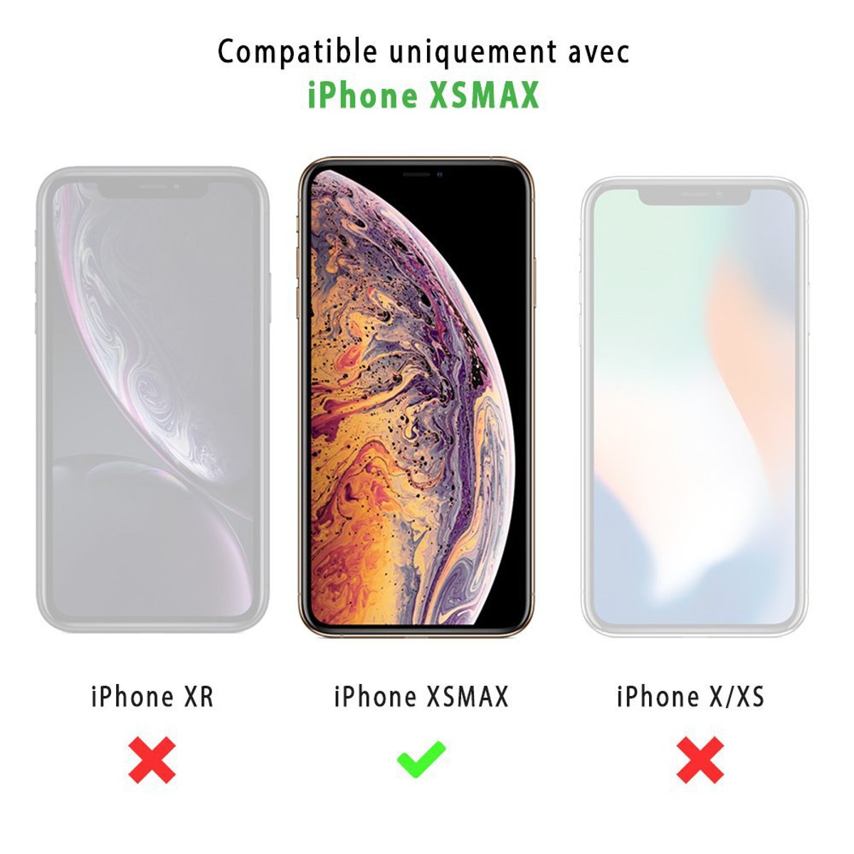 Coque effet grainé iPhone Xs Max noir, EVETANE