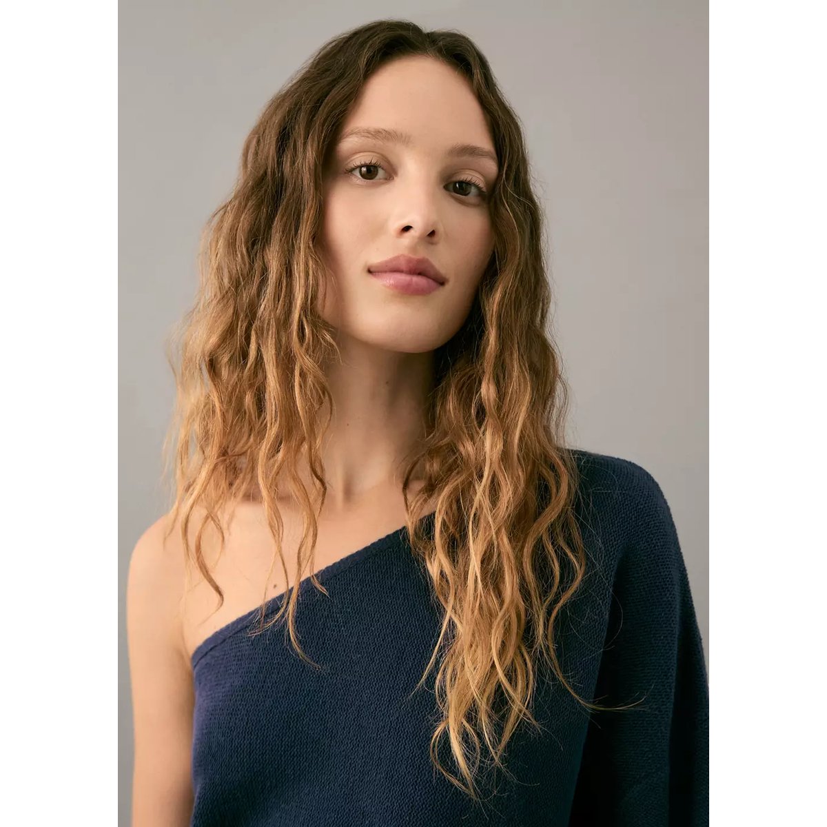 Pull-over maille asymétrique bleu marine, MANGO TEEN