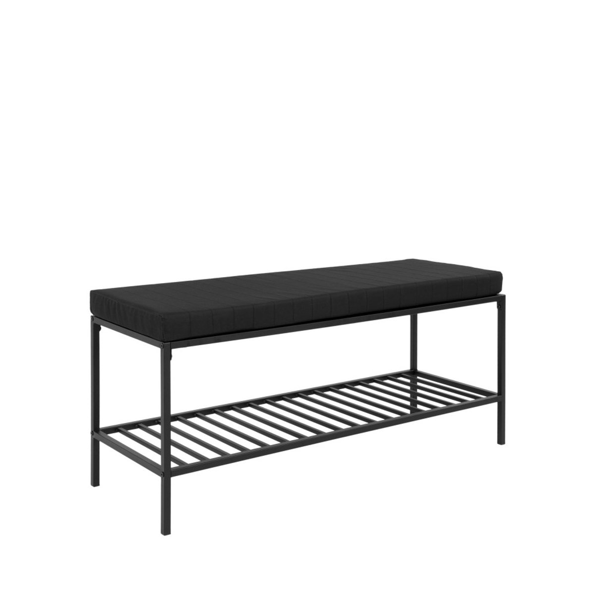 Banc en tissu et métal avec étagère L100cm- VITA noir, HOUSE NORDIC