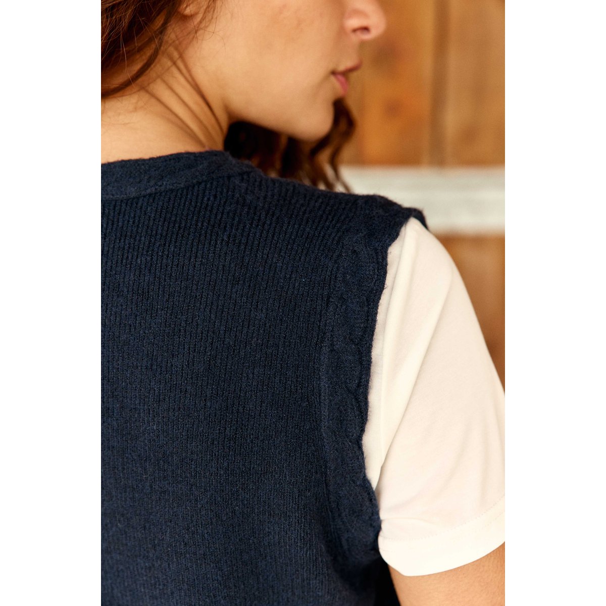 Gilet col v uni MELBA 25-marine, LA PETITE ETOILE