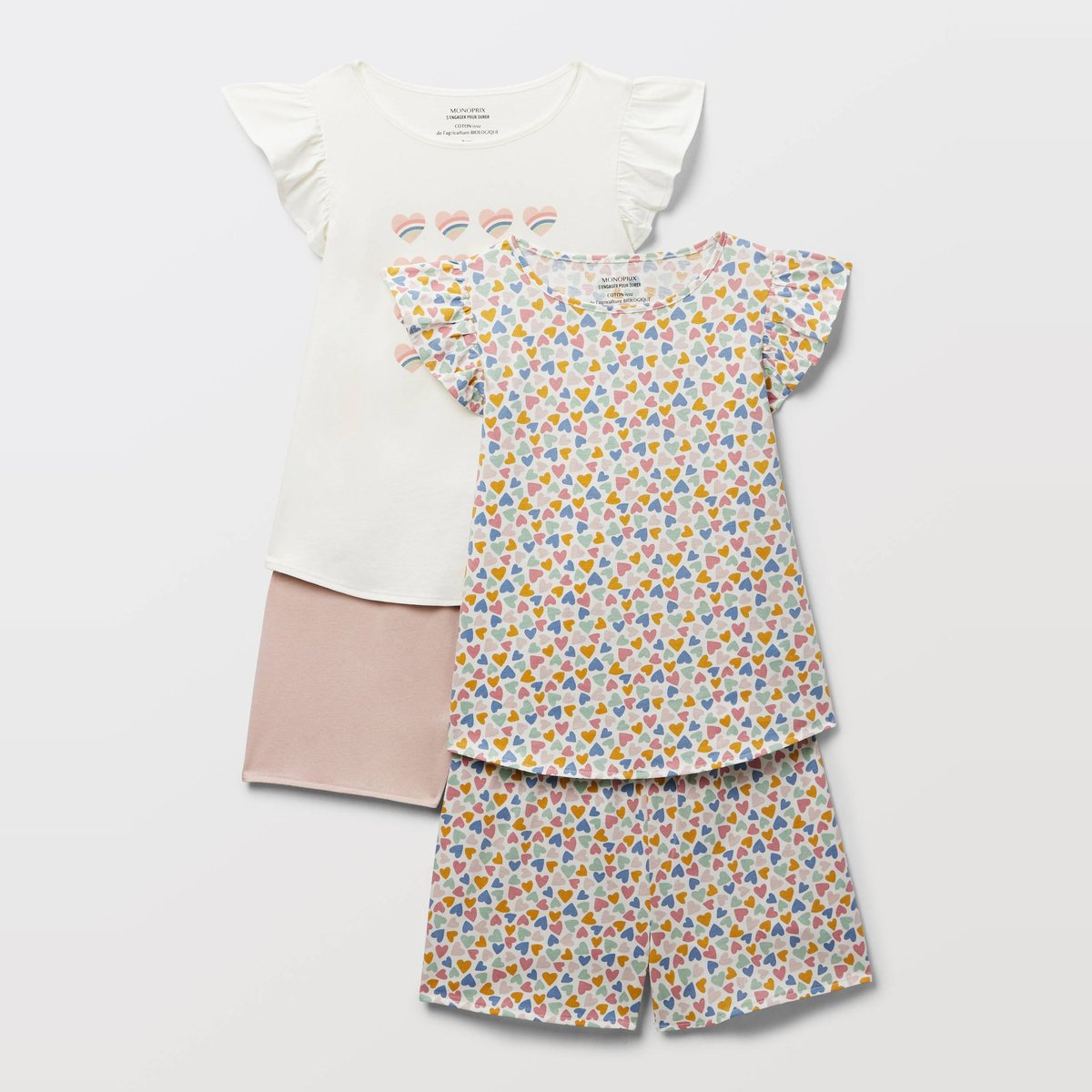 Lot de 2 pyjamas shorts imprimé en jersey coton BIO GOTS buvard, MONOPRIX