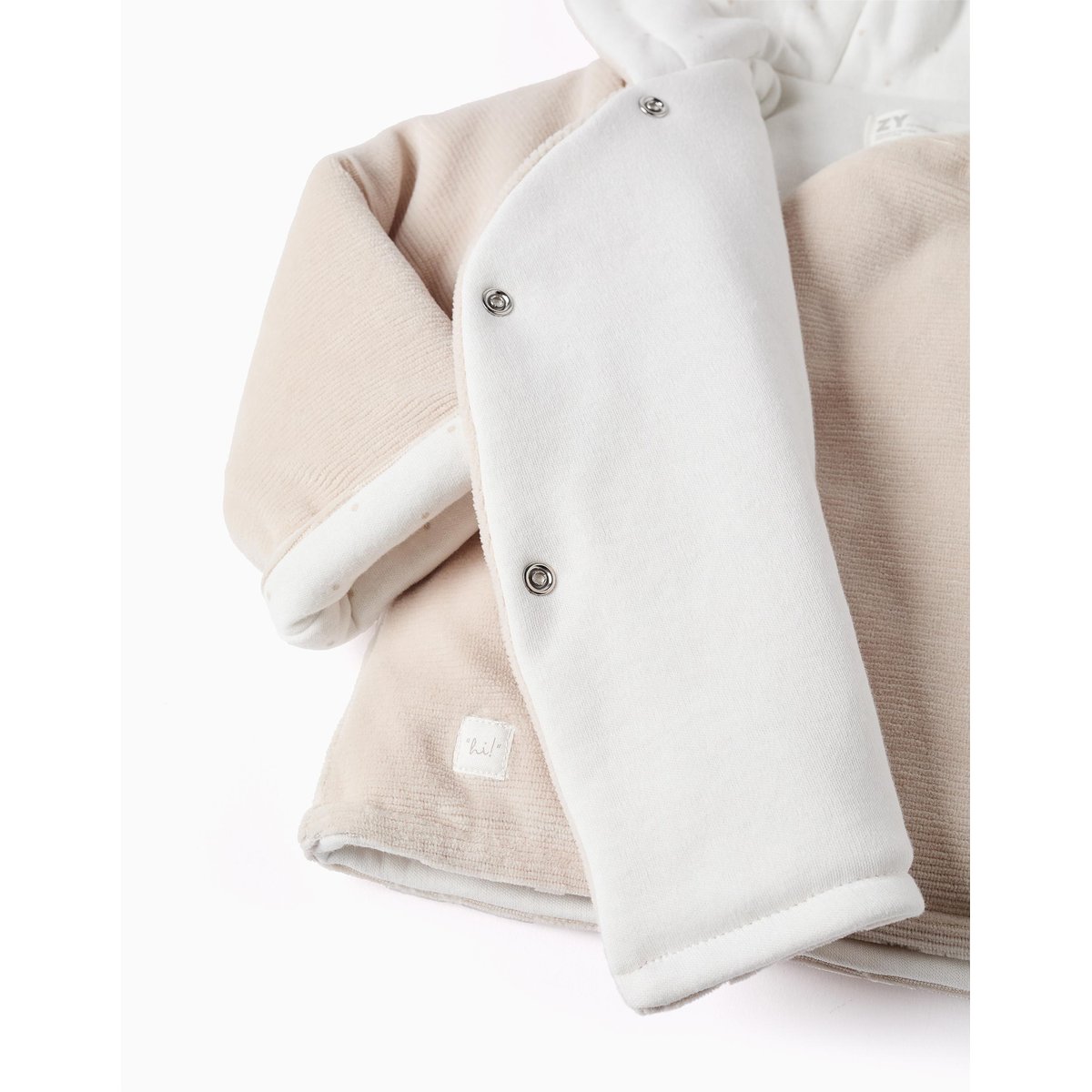 Veste matelassée en velours avec capuche et doublure gris clair, ZIPPY