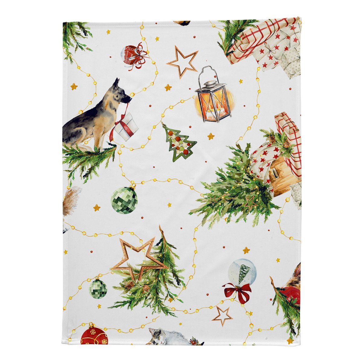 Lot de 2 torchons de NOËL PUPPIES 50x70 cm blanc/rouge, NAF NAF HOME