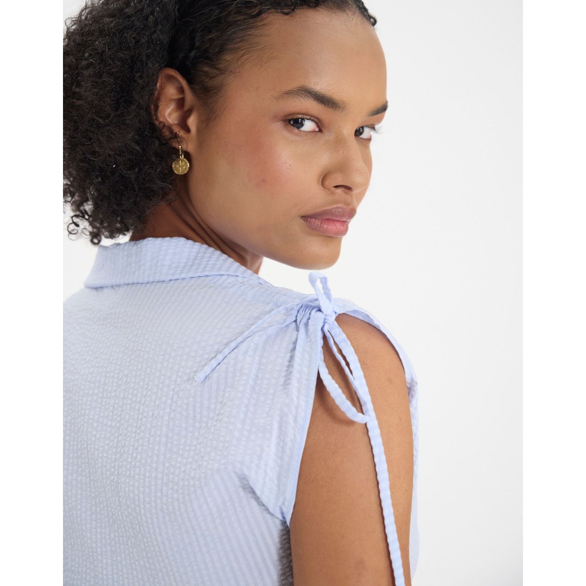 Robe cintrée Violine en coton bleu clair baby blue, INES DE LA FRESSANGE PARIS