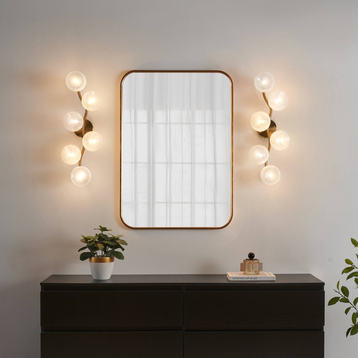 Applique vague chic multi-verre - ISALINA laiton et blanc, KOSILUM