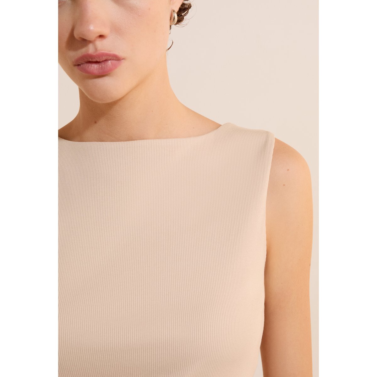 T-shirt sans manches en coton AARON beige, ETAM