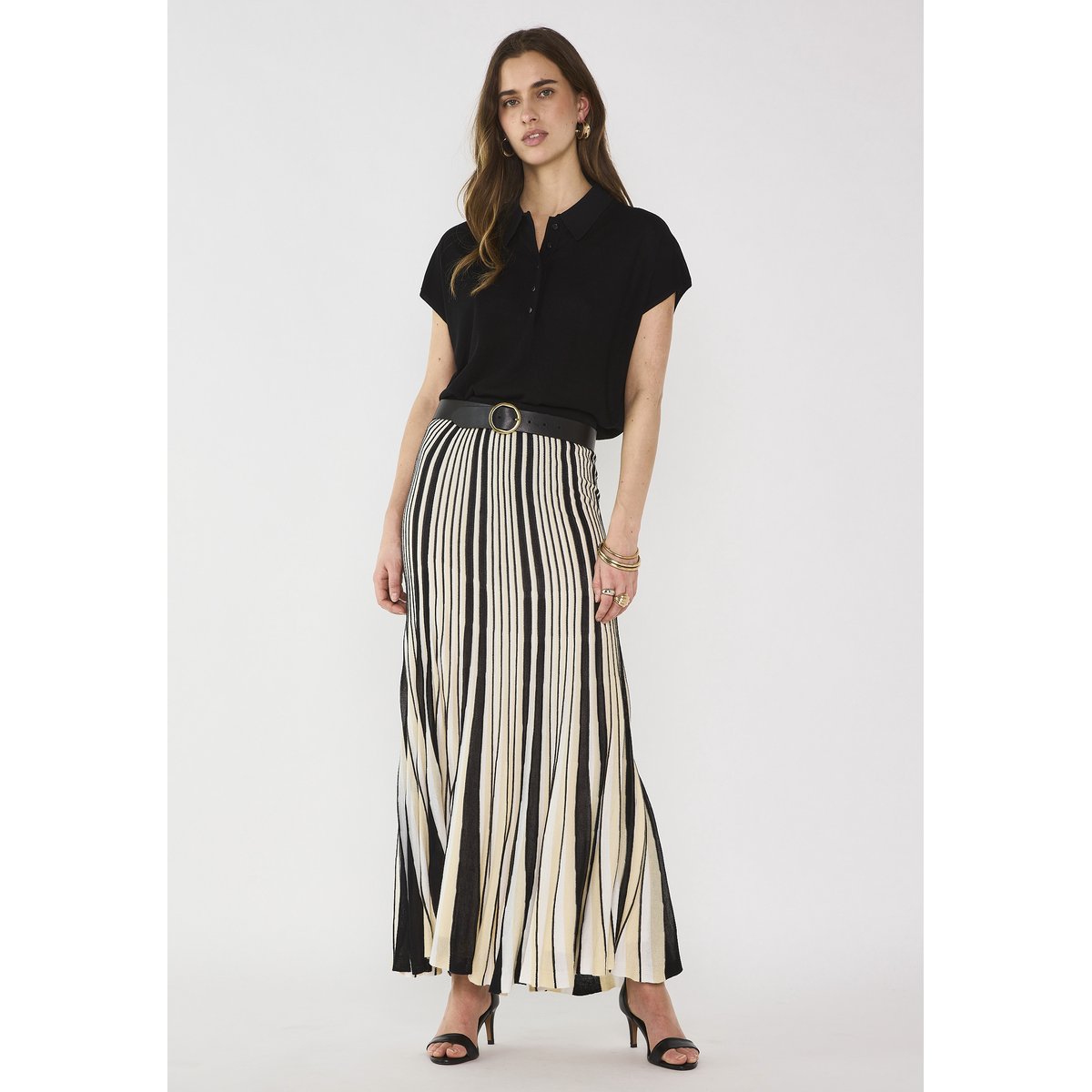 Jupe en maille plissée OZIRIS noir, Maison 123