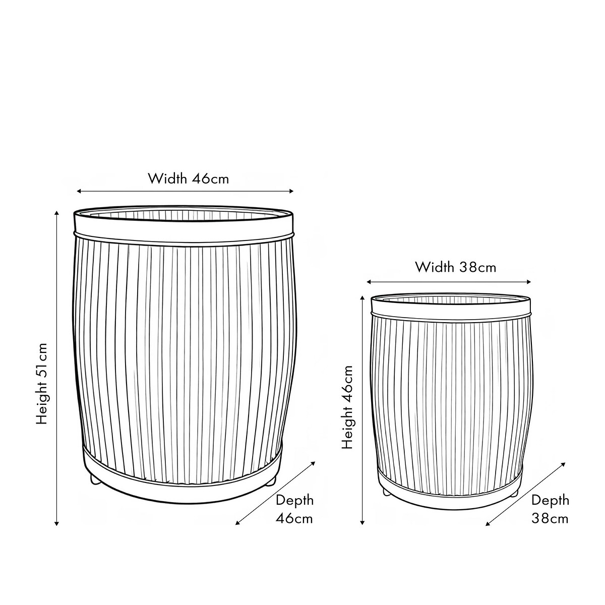 Set of 2 Galvanised Zinc Barrel Planters dark silver grey, ÉDITÉ