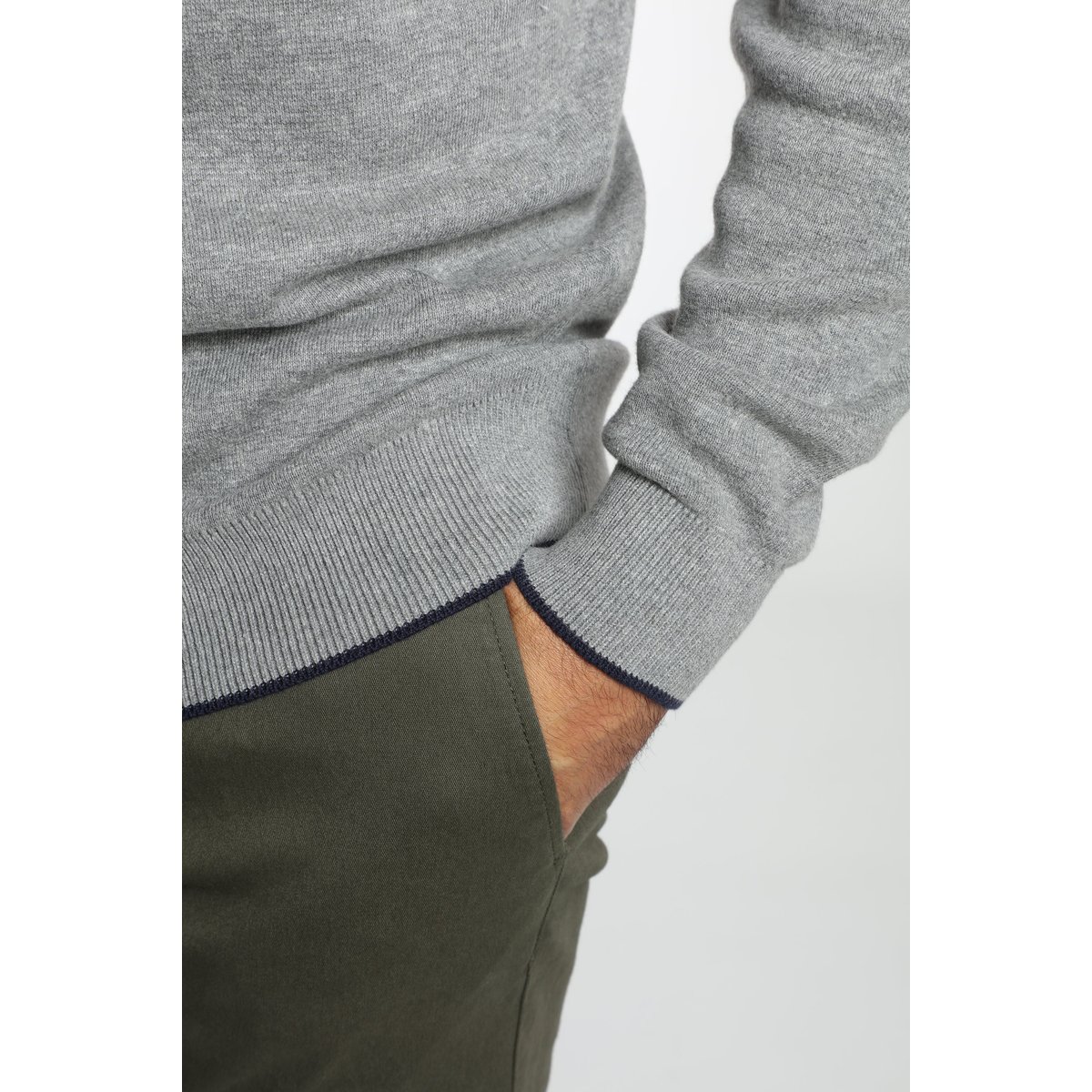 Pull col camionneur en coton MILANO CAMIONNEUR gris, GENTLEMAN FARMER