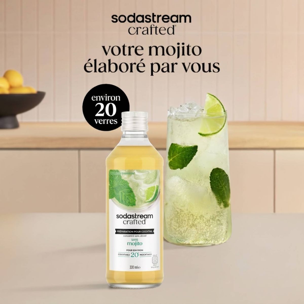 Concentré mixer saveur Mojito sans alcool 330mL couleur unique, SODASTREAM