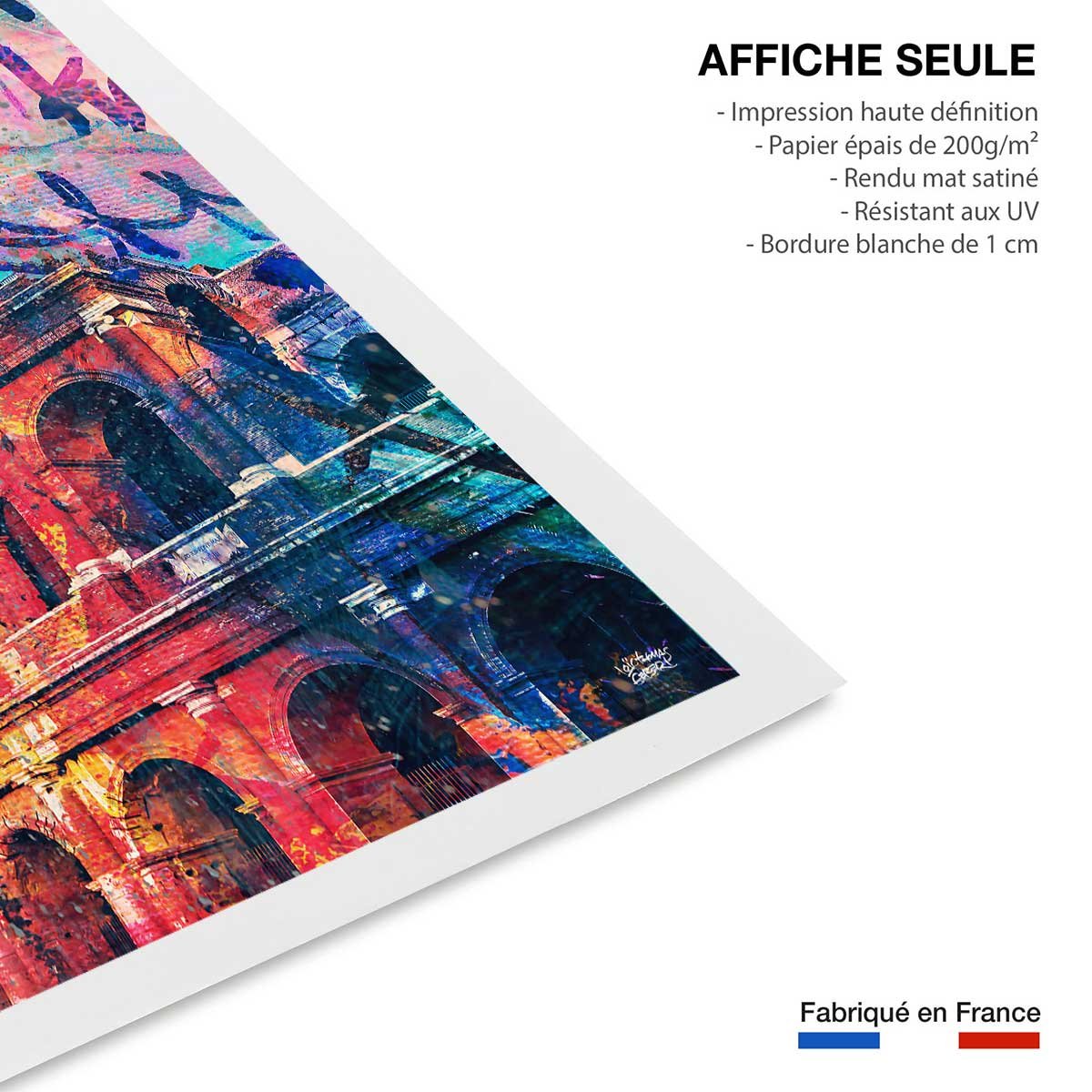 Tableau colisée popart et graffiti affiche seule, HEXOA